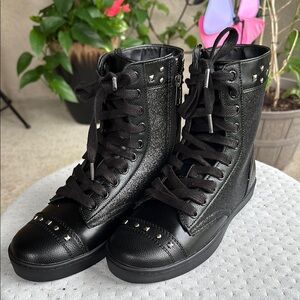 Pastry Black Lace Up Boots with Platform Sole